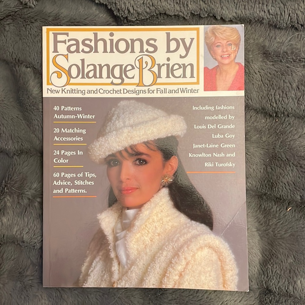 Softcover large format knitting and crochet pattern book from the 1980s
